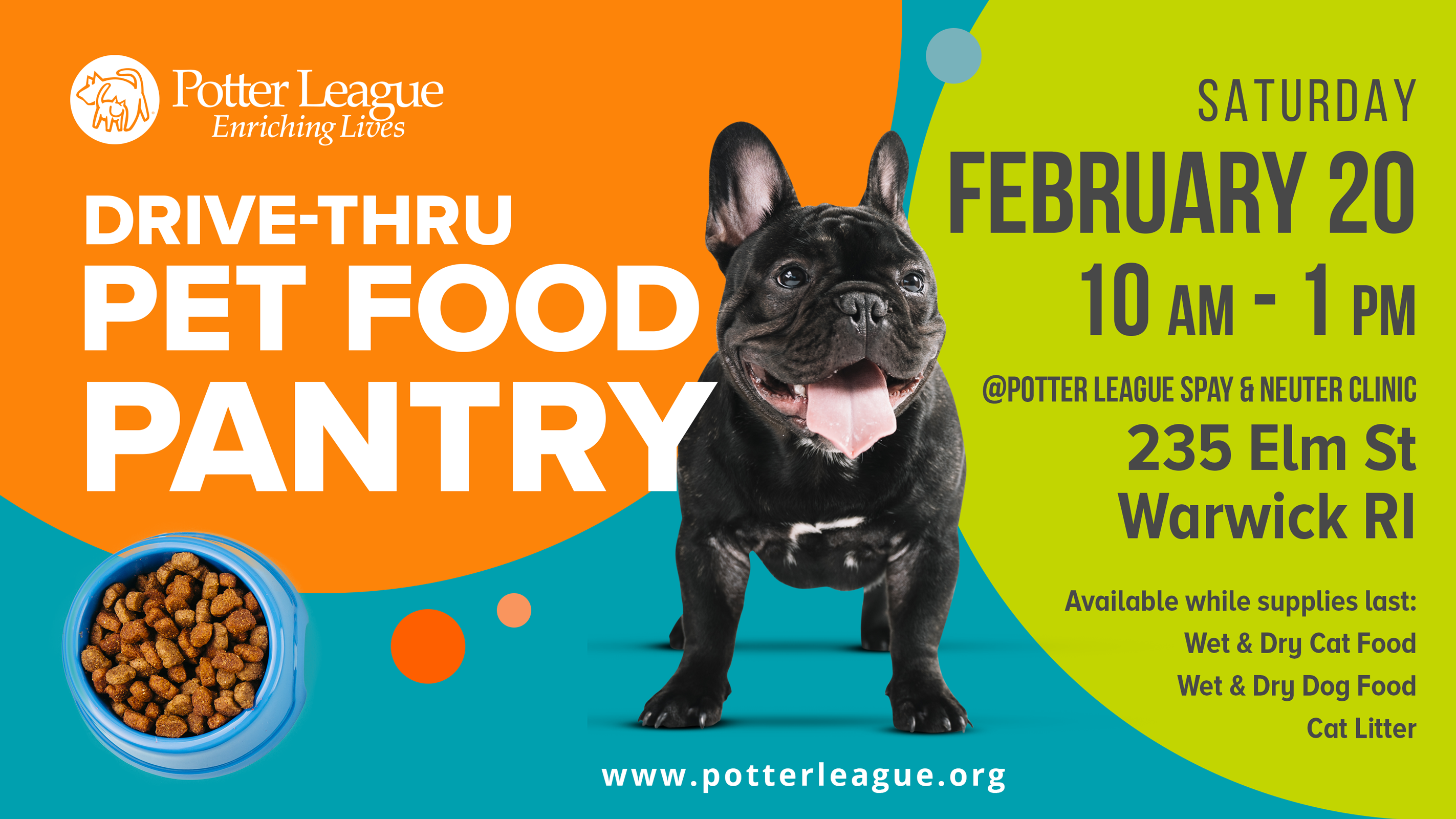 Potter League for Animals to hold free drivethru pet food pantry in