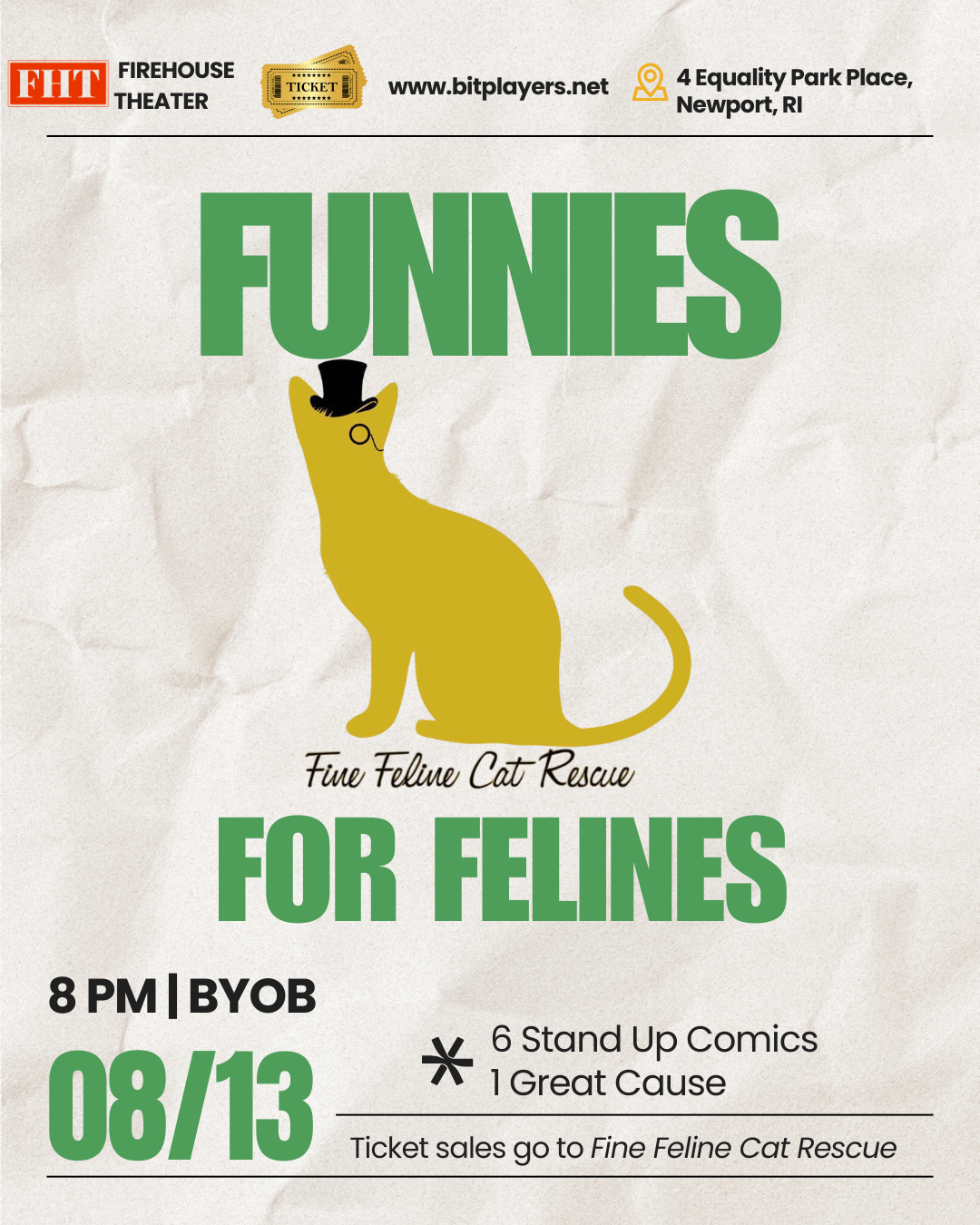 Stand-up comedy show at Firehouse Theater to benefit cat rescue