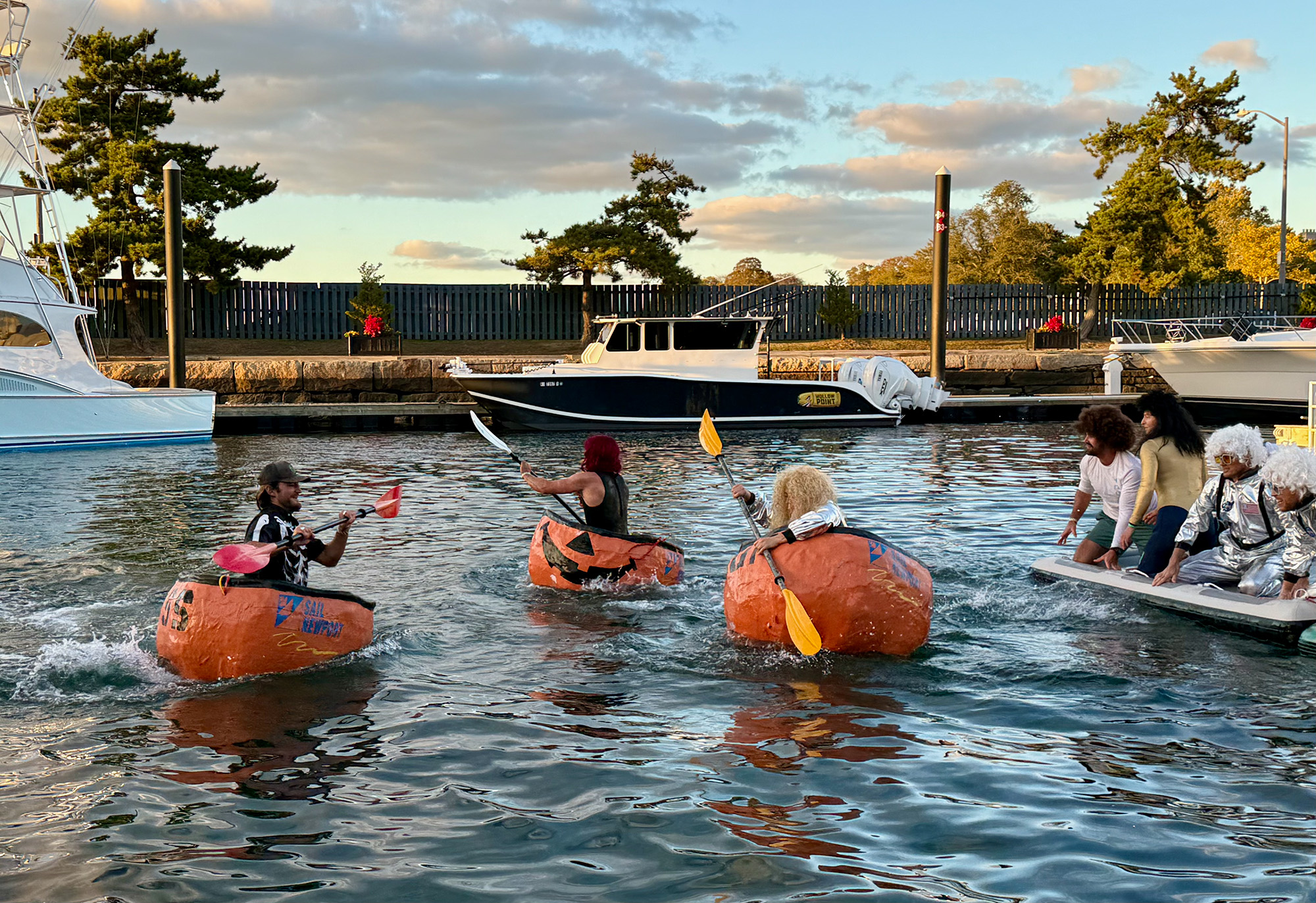 Yacht crews to paddle fiberglass pumpkins at Newport Shipyard on Oct. 16, with proceeds going to Sail Newport
